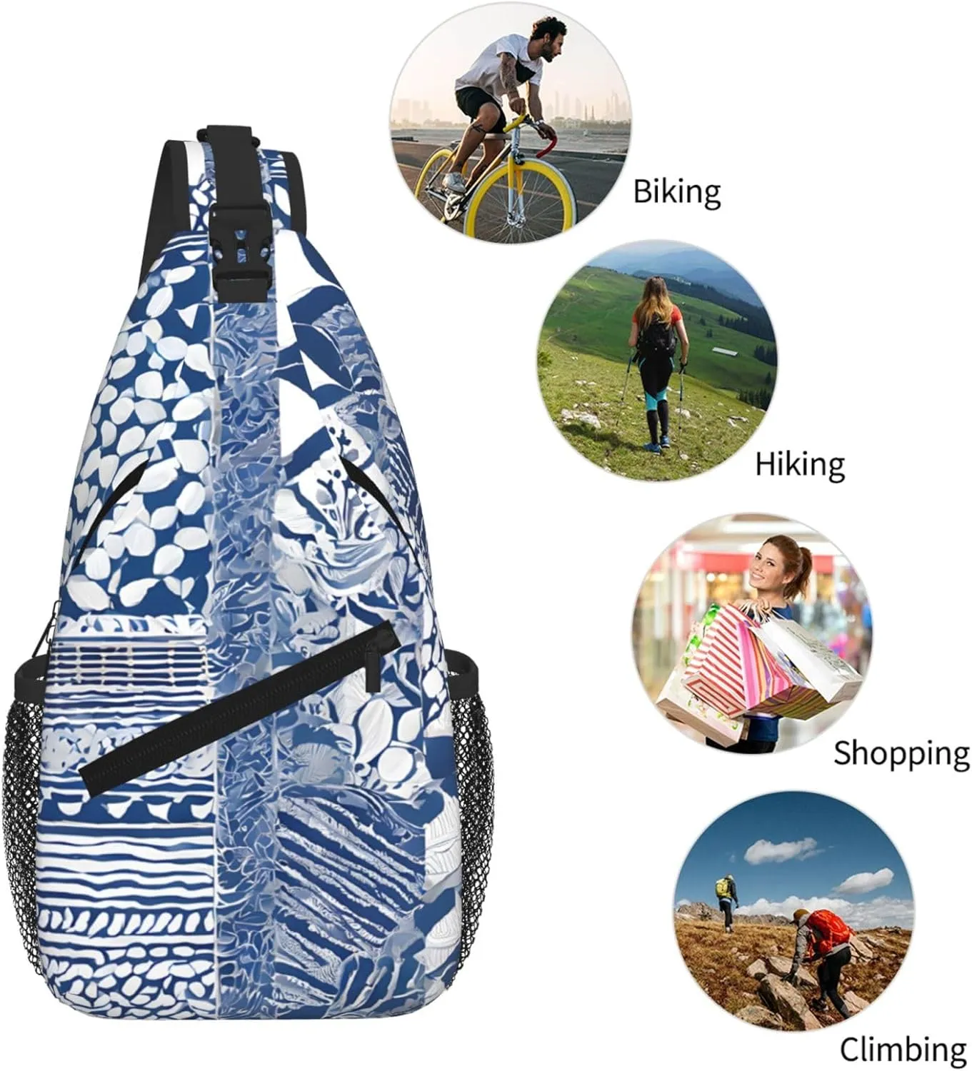 Blue Polynesian Maori Tribal Pattern Print Cross Chest Bag Diagonally For Short-Distance Travel And Daily Use