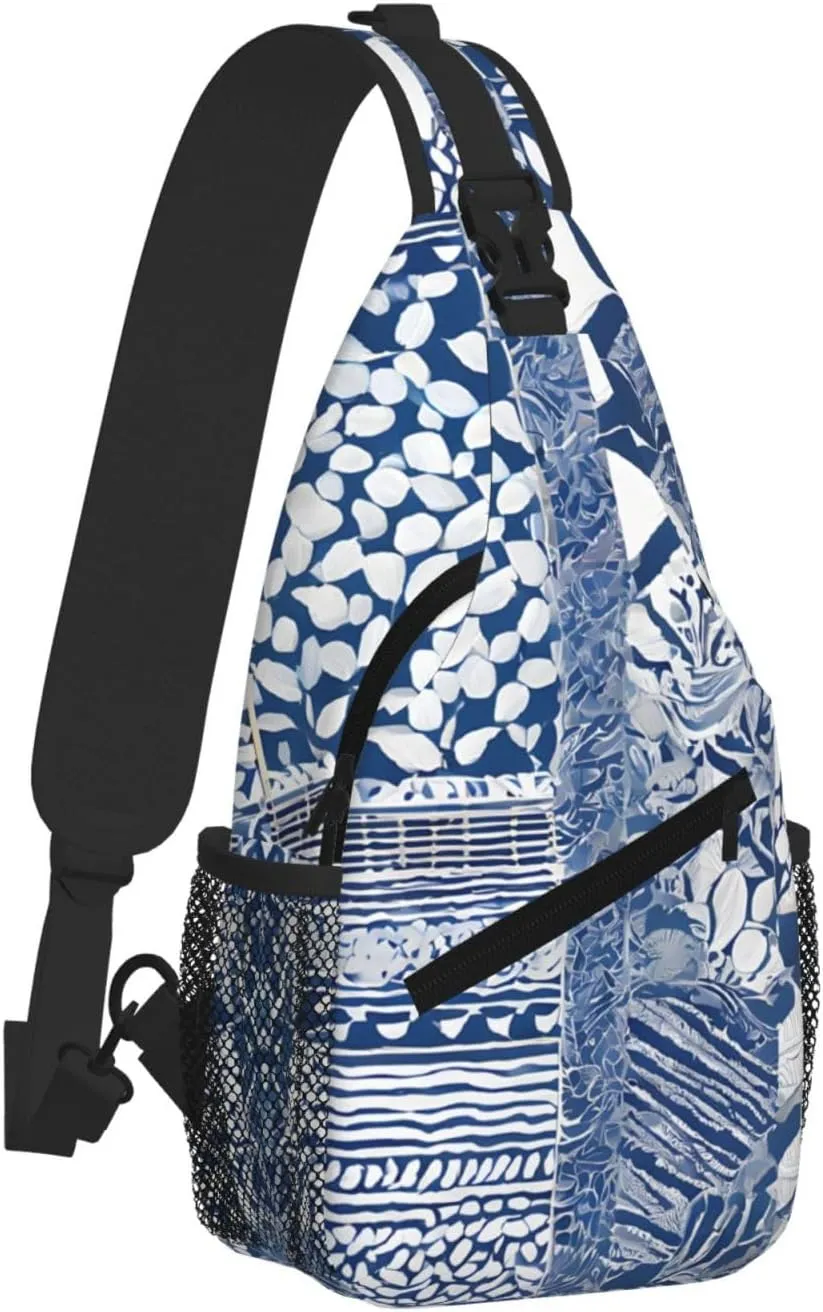 Blue Polynesian Maori Tribal Pattern Print Cross Chest Bag Diagonally For Short-Distance Travel And Daily Use
