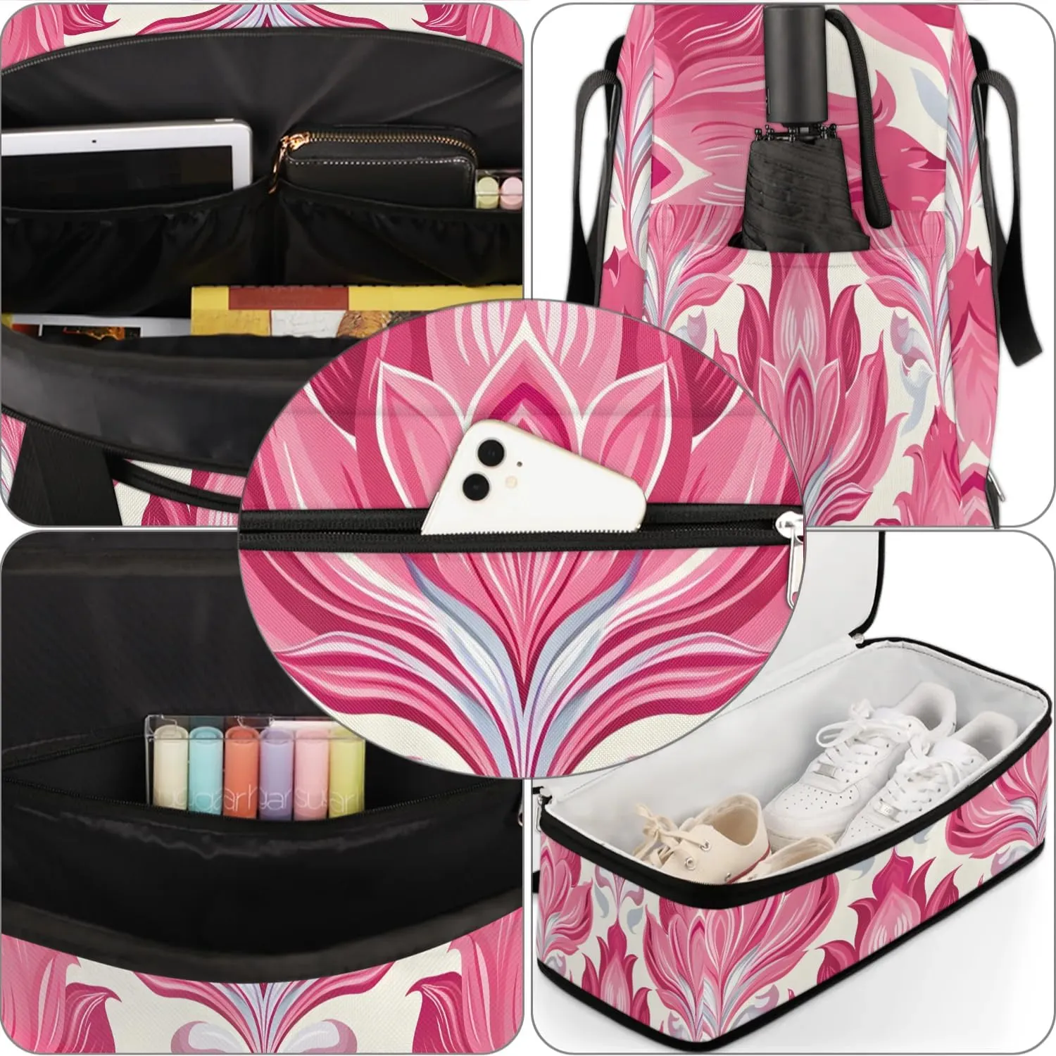 Boho Retro Colorful Prints Travel Duffle Bag, Collapsible Travel Bag Sports Gym Bag With Shoes Compartment Weekender Bag Overnight Bag For Women Men