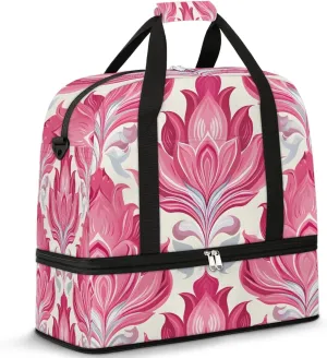Boho Retro Colorful Prints Travel Duffle Bag, Collapsible Travel Bag Sports Gym Bag With Shoes Compartment Weekender Bag Overnight Bag For Women Men