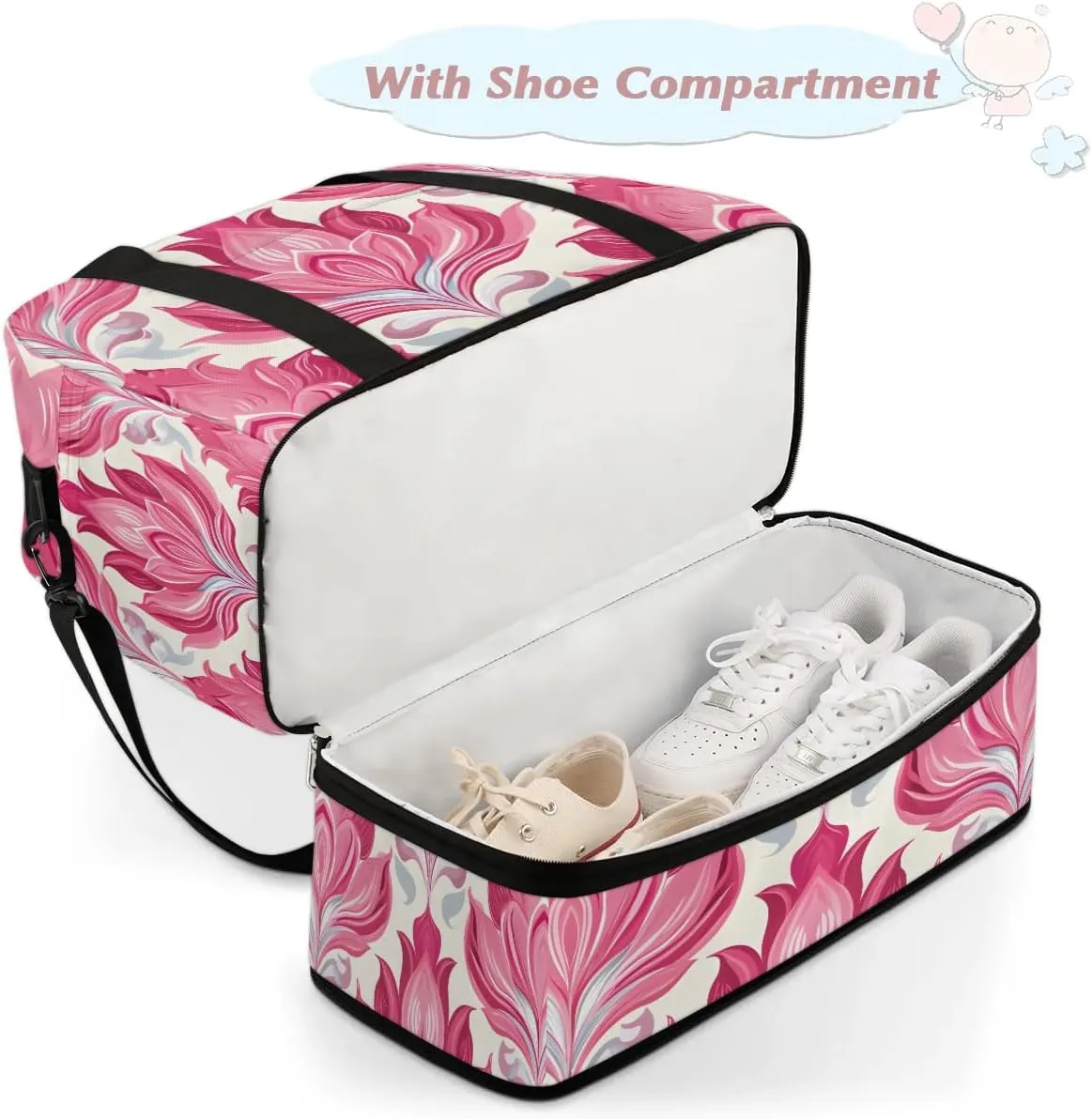 Boho Retro Colorful Prints Travel Duffle Bag, Collapsible Travel Bag Sports Gym Bag With Shoes Compartment Weekender Bag Overnight Bag For Women Men