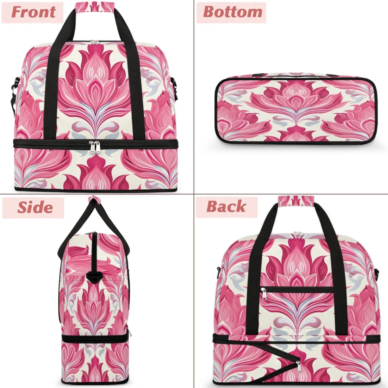 Boho Retro Colorful Prints Travel Duffle Bag, Collapsible Travel Bag Sports Gym Bag With Shoes Compartment Weekender Bag Overnight Bag For Women Men