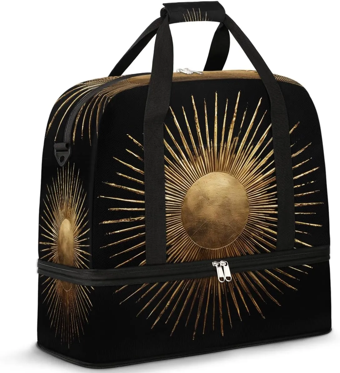 Boho Sun Patterns Retro Travel Duffle Bag, Collapsible Travel Bag Sports Gym Bag With Shoes Compartment Weekender Bag Overnight Bag For Women Men