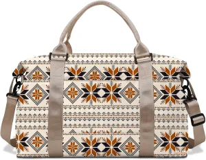 Boho Travel Weekender Duffel Overnight Carry On Bag with Trolley Sleeve,Large Travel Tote Bag with Wet Pocket Shoulder Strap for Women Girls Bohemian Aesthetic Cute-Brown Maple Leaf