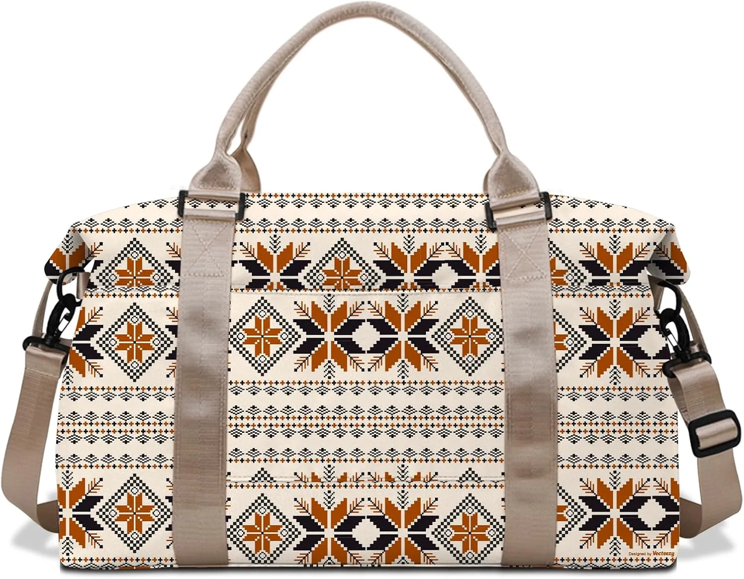 Boho Travel Weekender Duffel Overnight Carry On Bag with Trolley Sleeve,Large Travel Tote Bag with Wet Pocket Shoulder Strap for Women Girls Bohemian Aesthetic Cute-Brown Maple Leaf