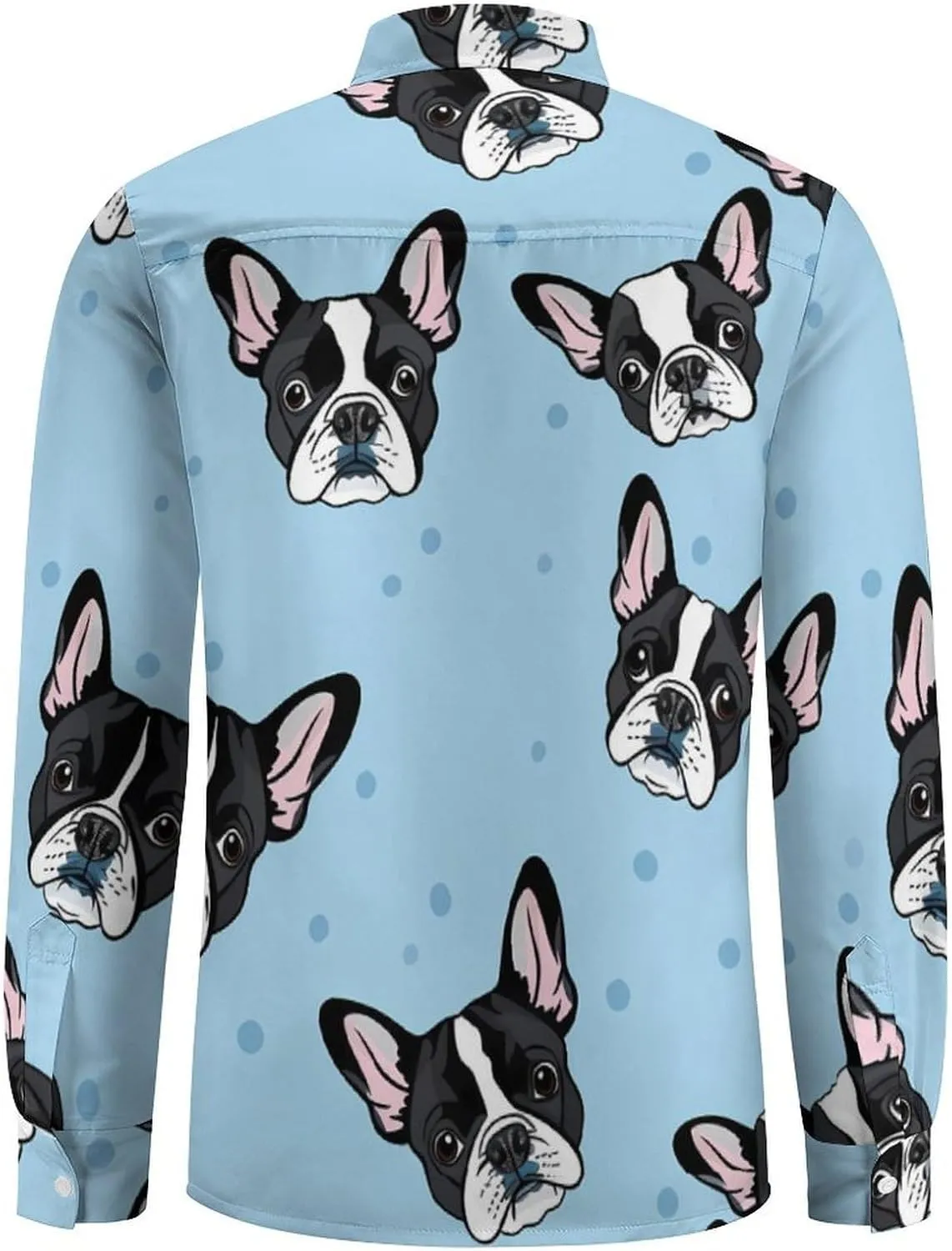 Boston Terrier Dogs Mens Long Sleeve Shirts Button Down Hawaiian Beach Shirts