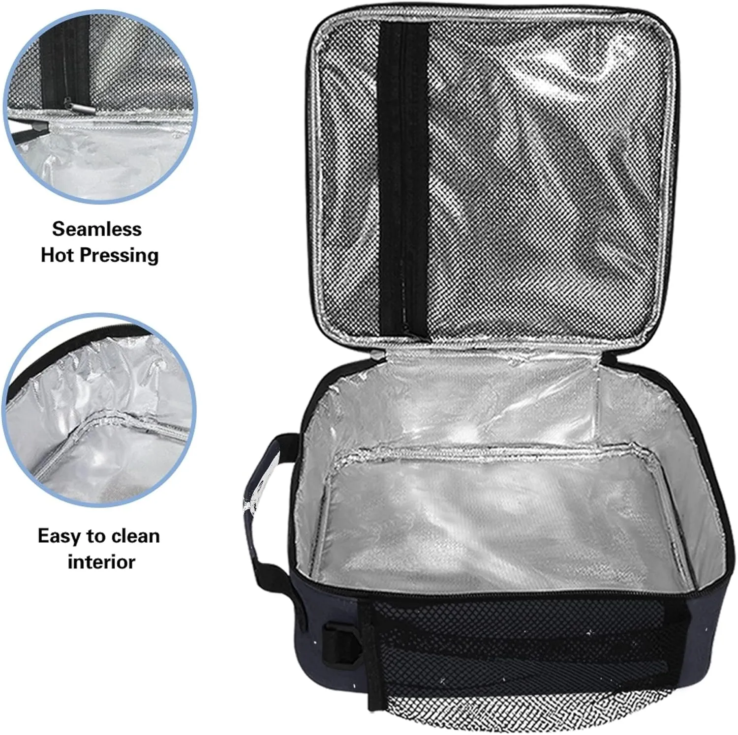 Boys Astronaut Lunch Box Black Spaceship Mars Prep Kids Girl Cooler Insulated Lunch Bag Tote Freezable Shoulder Strap Waterproof Picnic Meal for School Office