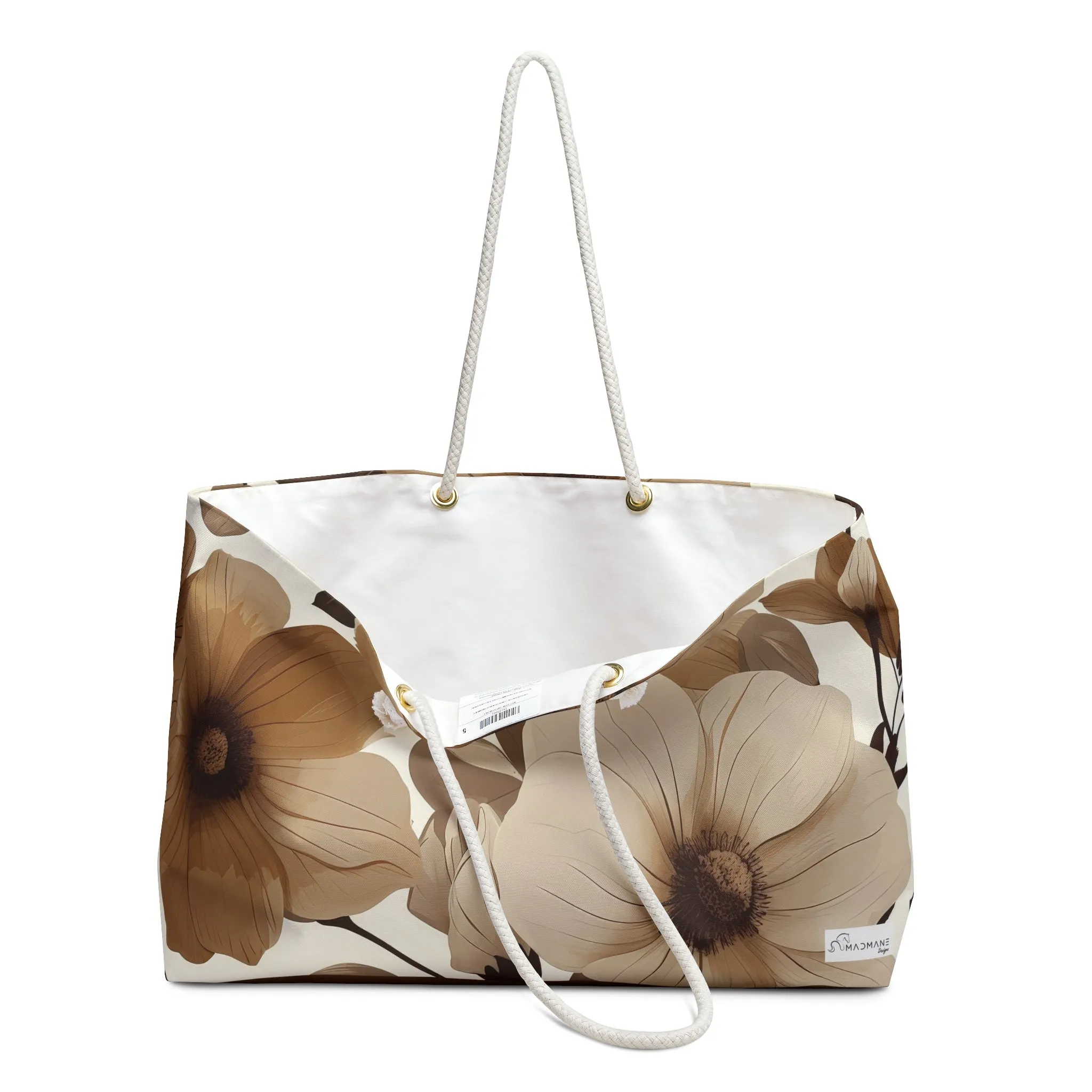Brown Flowers Weekender Bag