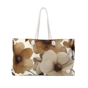 Brown Flowers Weekender Bag