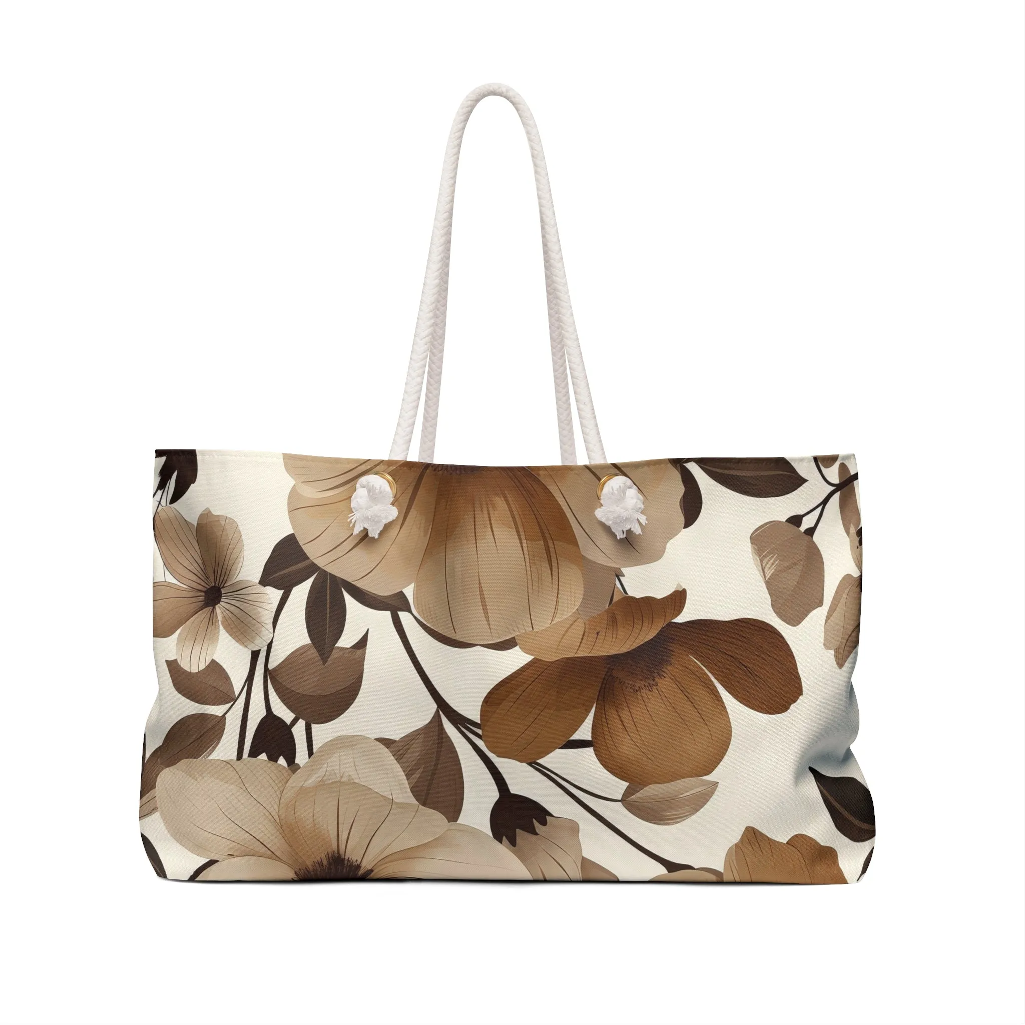 Brown Flowers Weekender Bag