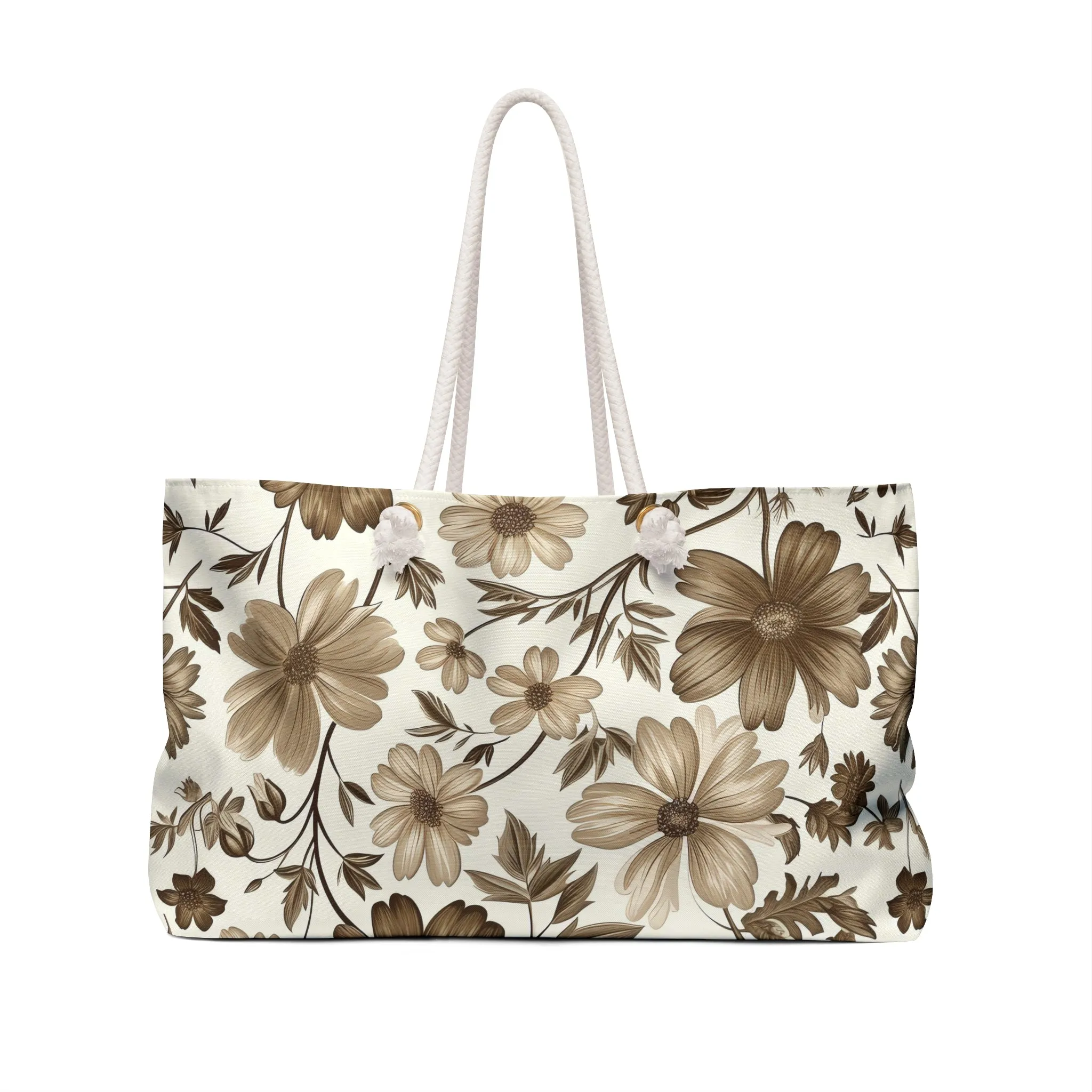 Brown Flowers Weekender Bag