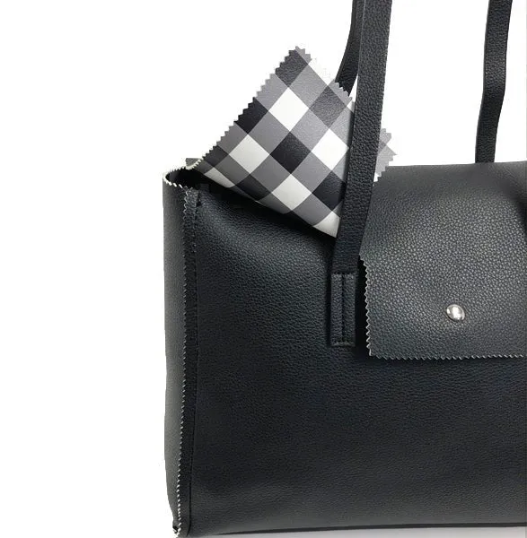 BTT19169 Everyday Tote w/ Gingham-Print Lining