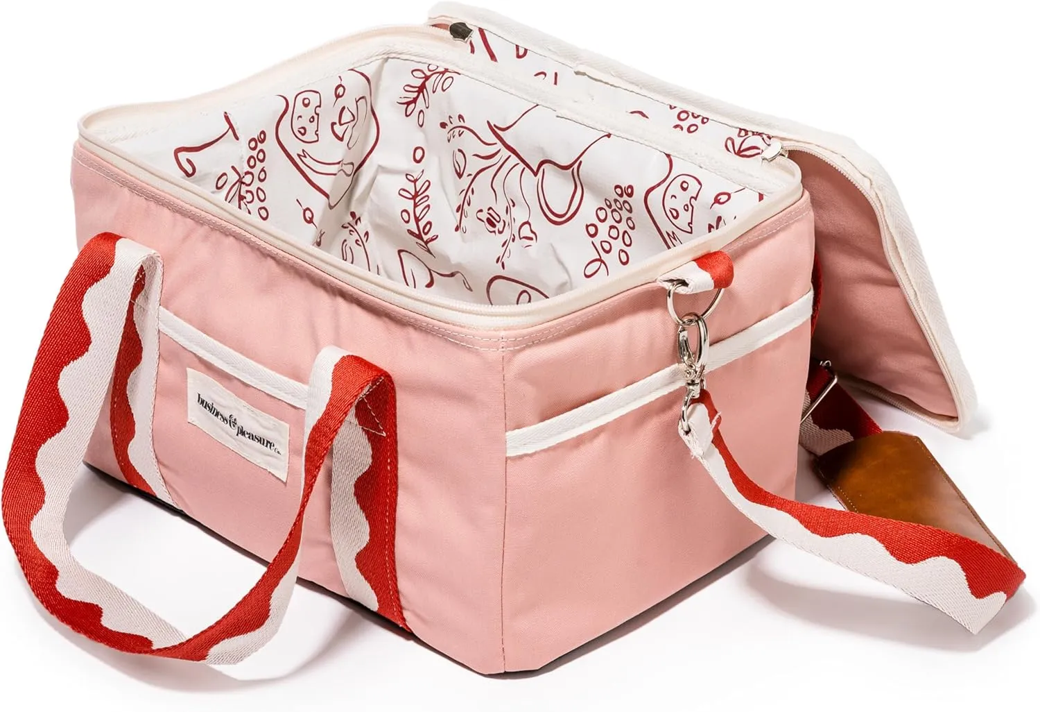 Business & Pleasure Co. Premium Cooler Bag - 14L Vintage Lunch Bag for Beach Days & Picnics - Insulated Leakproof Lining - Rivie Pink