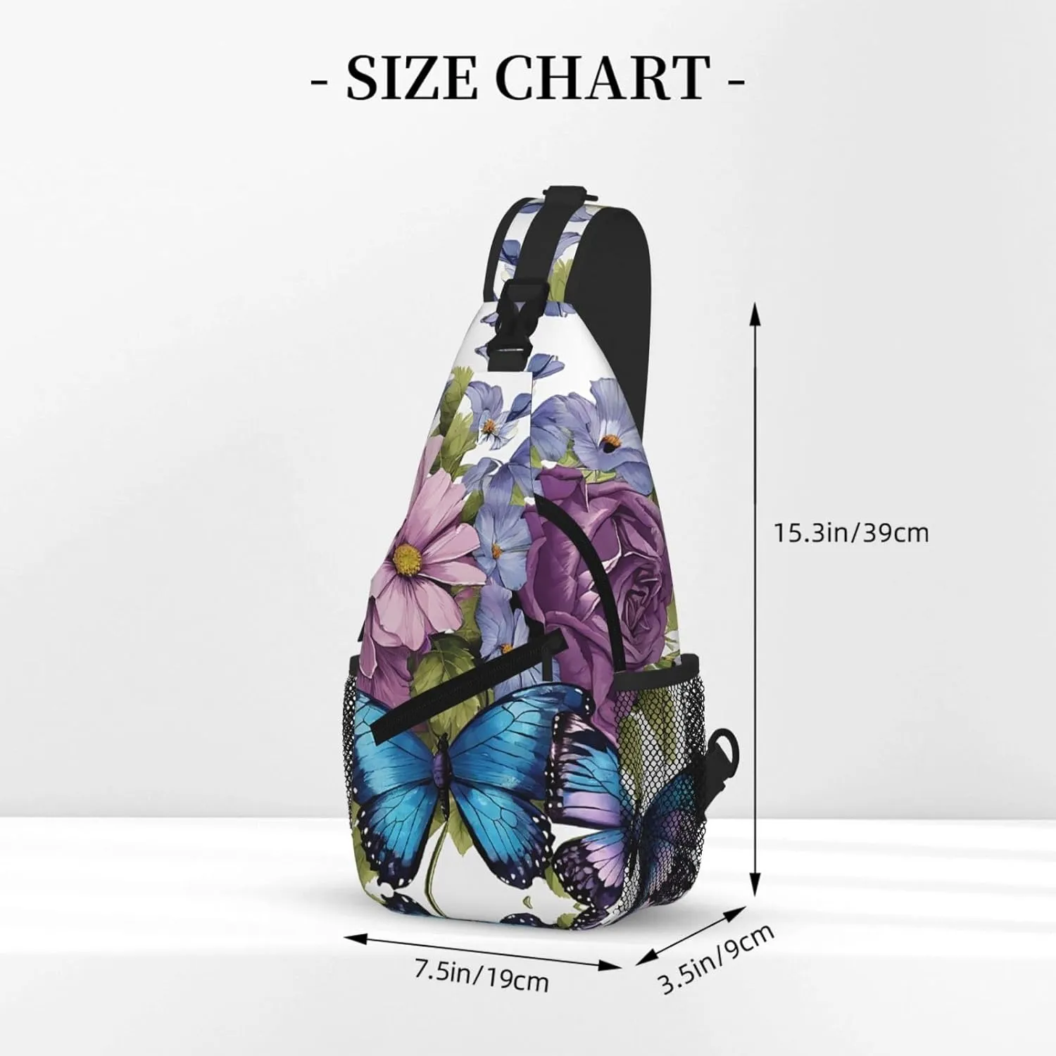 Butterfly Flowers Print Cross Chest Bag Diagonally For Short-Distance Travel And Daily Use
