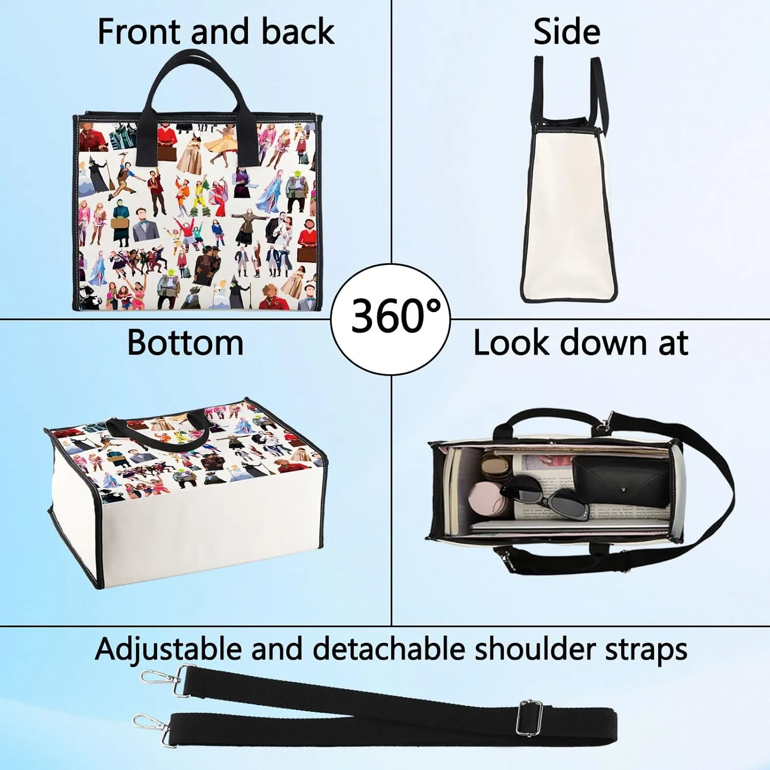 BWWKTOP Musical Character Tote Bag Theater Shoulder Bag Musical Merchandise