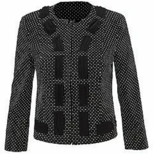 Cabi Black Jacket with White Dots