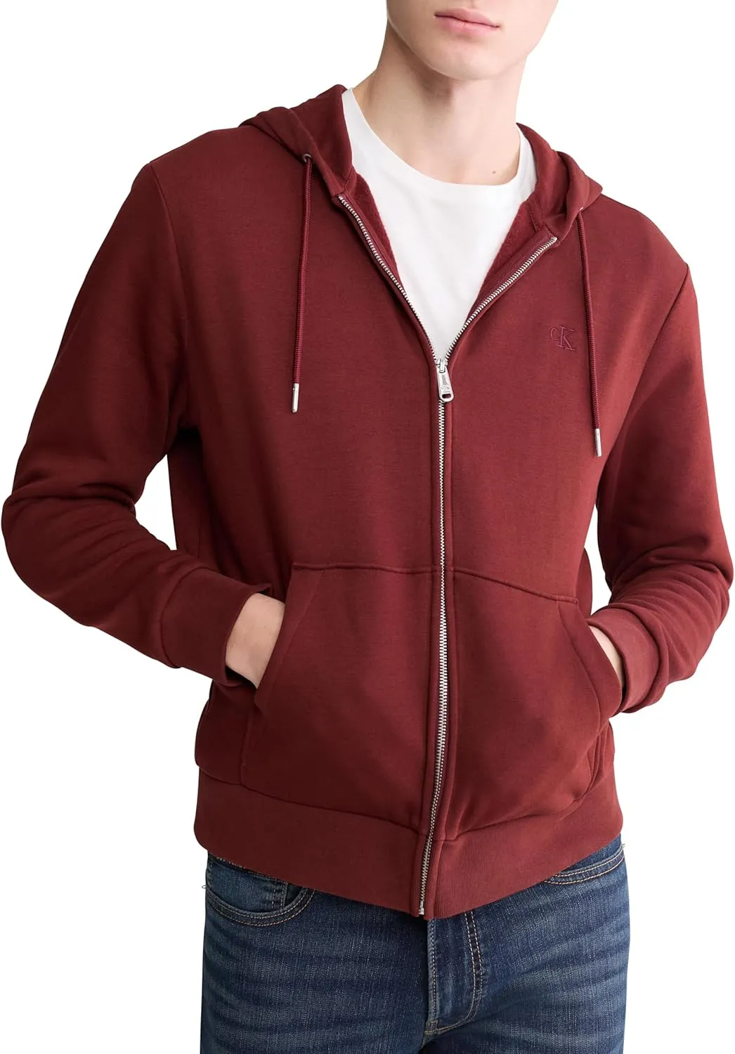 Calvin Klein Men's Relaxed Fit Archive Logo Fleece Full Zip Hoodie