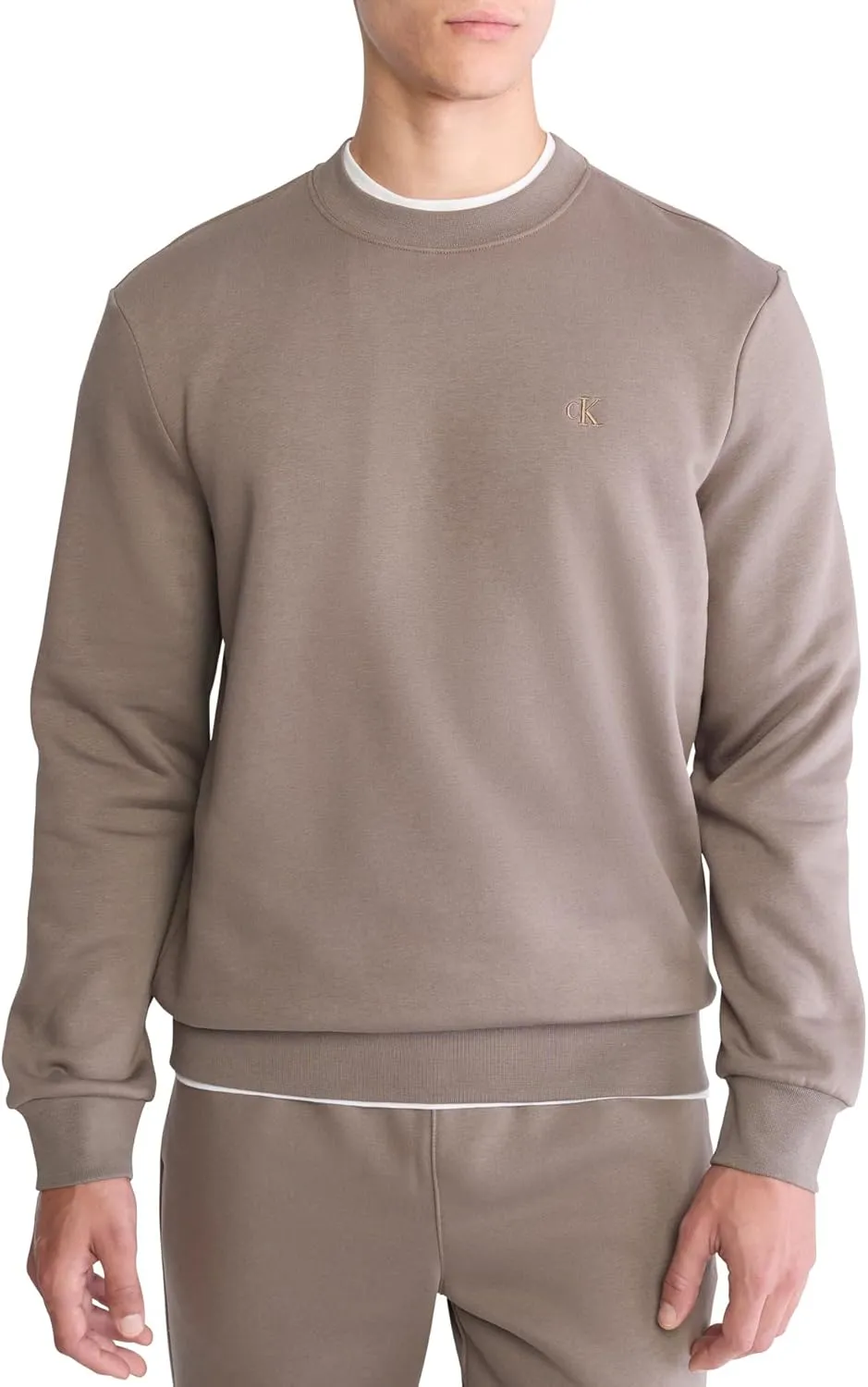 Calvin Klein Men's Relaxed Fit Monogram Logo Fleece Sweatshirt