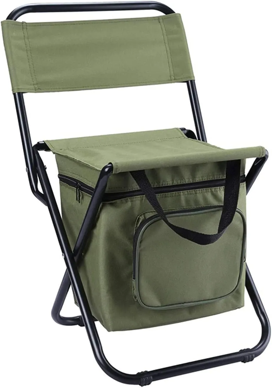 Camp Chair Outdoor Folding Chair Lightweight Folding Camping Chair with Cooler Insulated Bag Portable Fishing Stool for Outdoor Indoor Hiking Picnic Travel Beach BBQ Camping Chairs