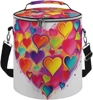 Camping Cooler Bag, Colourful Heart Print Portable Ice Pack Outdoor Cooler Bag Picnic Cooler Bag Foldable Cooler Bag, style