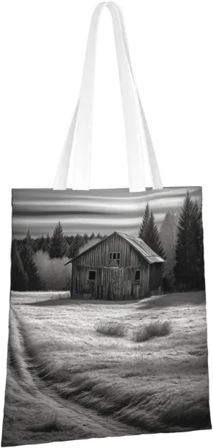 Canvas Aesthetic Tote Bag for Women Handbag Barn Black and White Reusable Grocery Bags with Handles