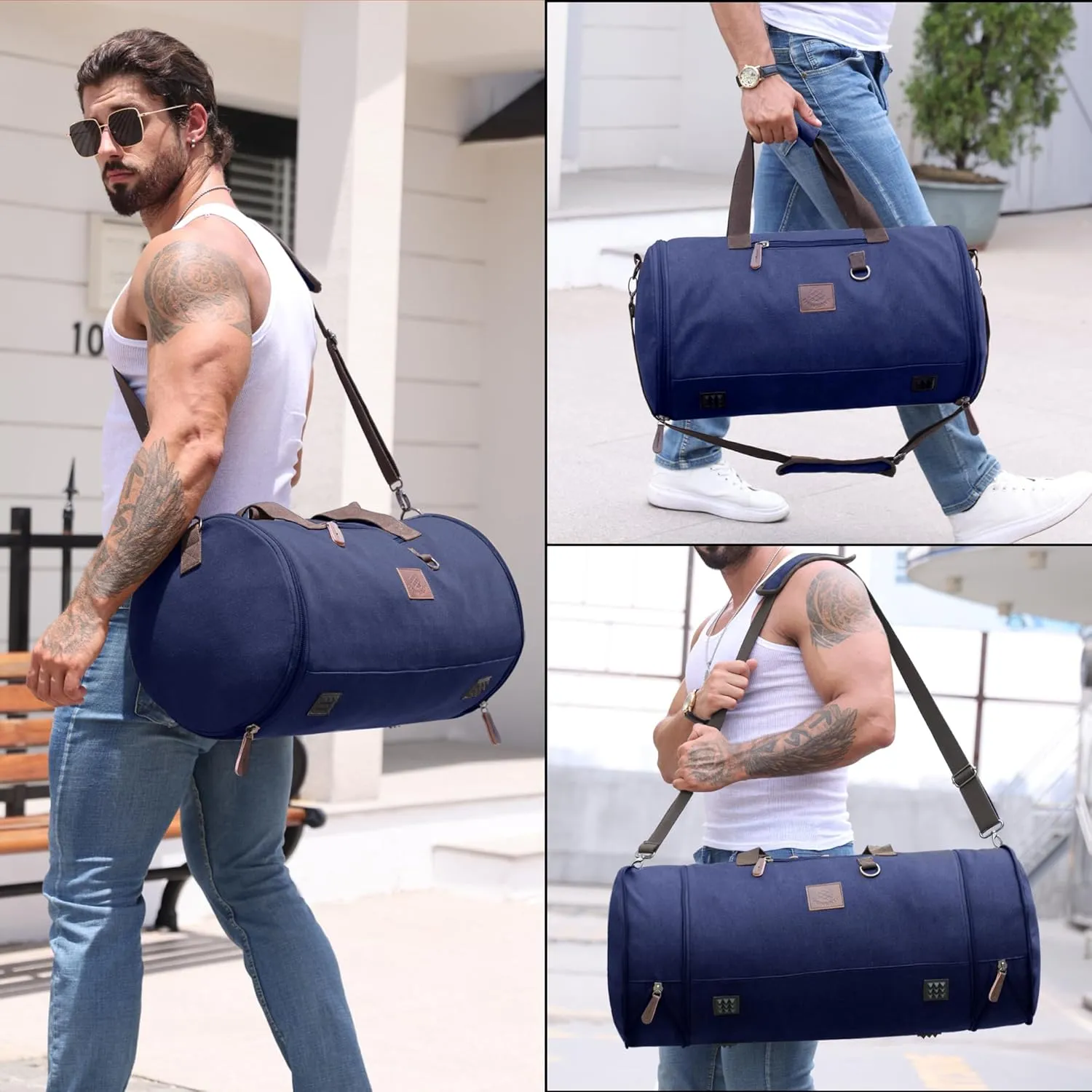 Canvas Duffle Bag for Men - 50L-70L Large Weekender Overnight Expandable Carry On Bag