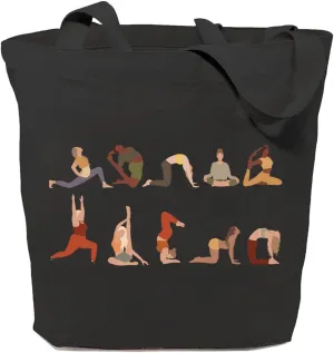 Canvas Tote Bag for Women Aesthetic Yoga Positions Print Reusable Grocery Shoulder Bags for Shopping Travel Beach Gym