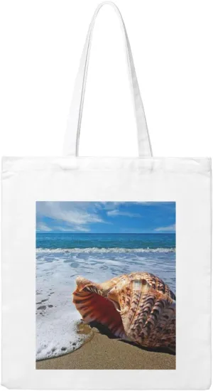 Canvas Tote Bag For Women, Seaside Conch Reusable Shopping Bag, Large Capacity Beach Tote For Travel, Gym, Grocery & Daily Use, Casual Shoulder Handbags