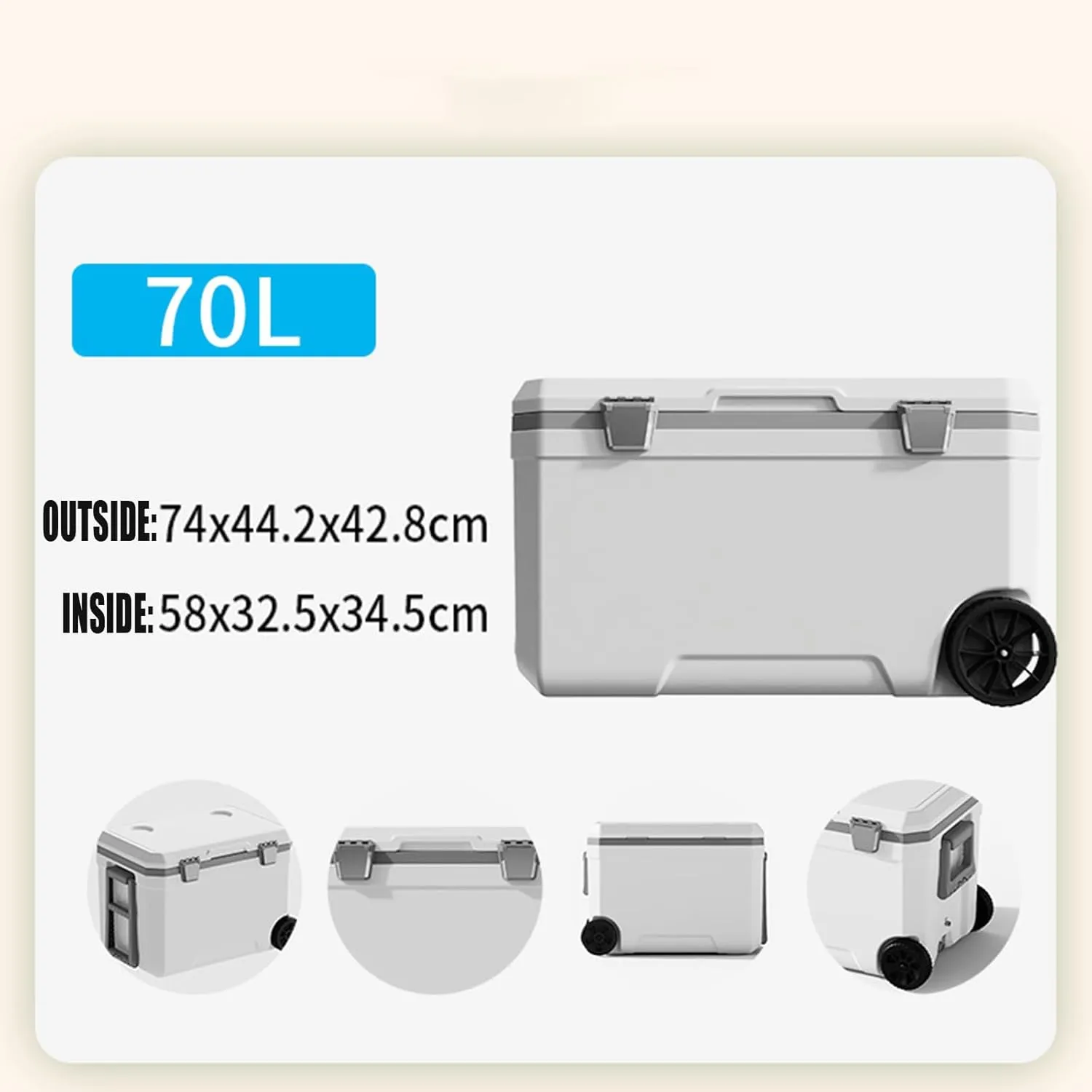 Car Camping Coolers for BMW i3/i8/Isetta/Z1/Z3/Z8/E3/E9, Waterproof Portable Cooler, Leak Proof Picnic Insulated Bag, Ultra-Light Premium Ice Chest Box,B-White-70L