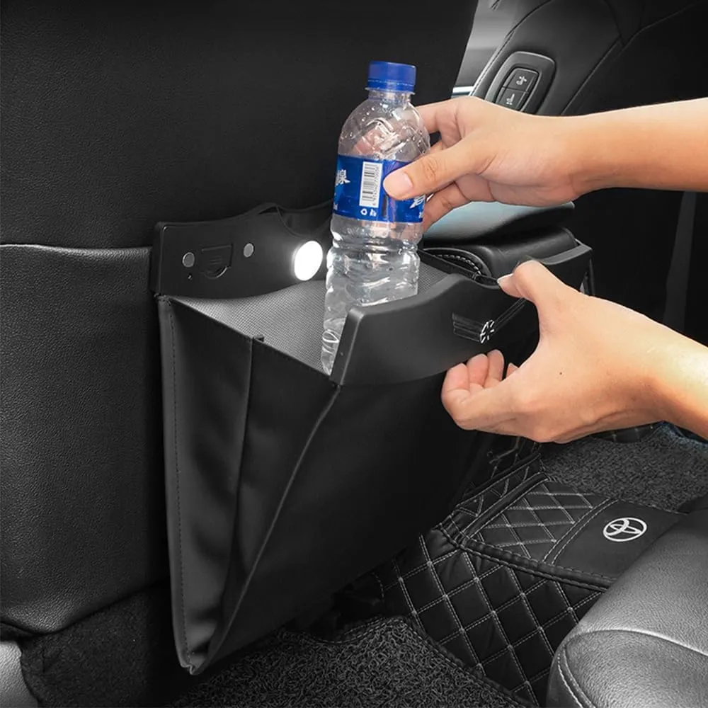Car Trash Can for Mazda Mazda3 Axela Mazda6 Atenza CX50 CX4 CX30 Hanging Car Storage Bag with Lighting Garbage Bag Emblem Garbage Bag Waterproof,Beige