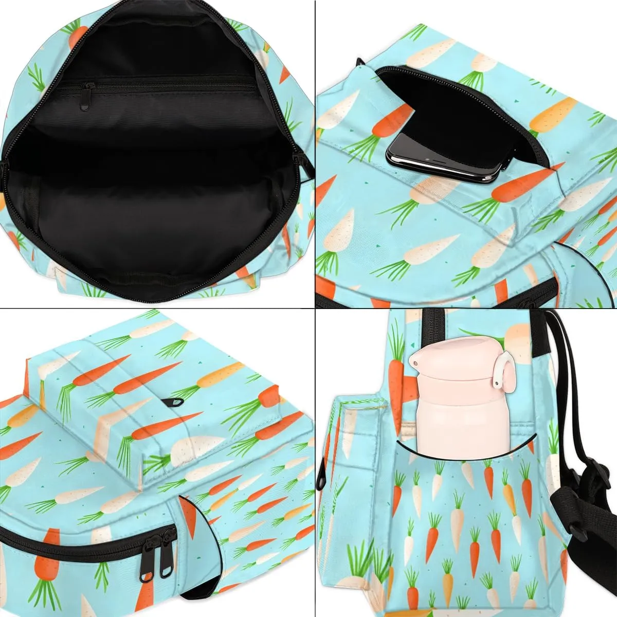 Carrot Print Mini Backpack Purse for Women Fashion Lightweight Small Daypack Ladies Travel Handbags Shoulder Bag