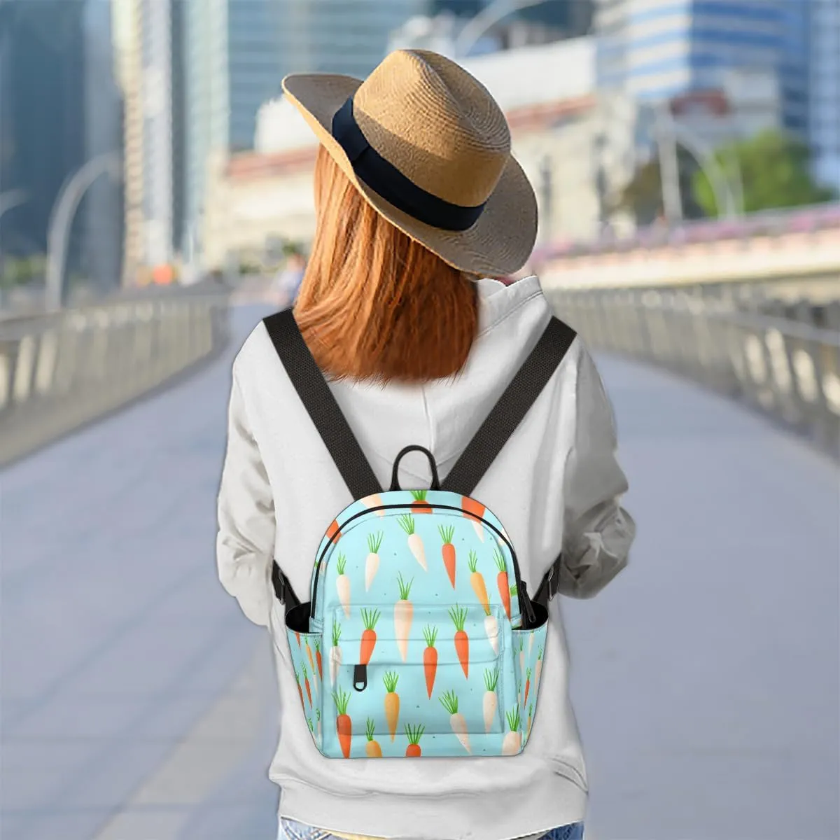Carrot Print Mini Backpack Purse for Women Fashion Lightweight Small Daypack Ladies Travel Handbags Shoulder Bag