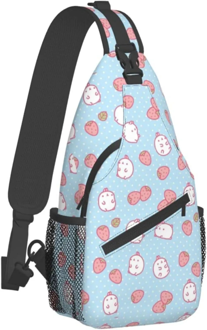 Cartoon Character Strawberry Cross Chest Bag Diagonally Travel Backpack, Light Travel, Hiking Single Shoulder Bag