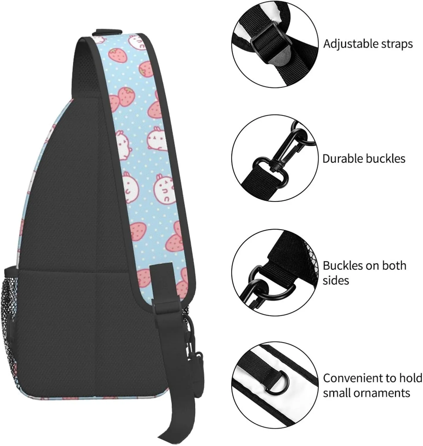 Cartoon Character Strawberry Cross Chest Bag Diagonally Travel Backpack, Light Travel, Hiking Single Shoulder Bag