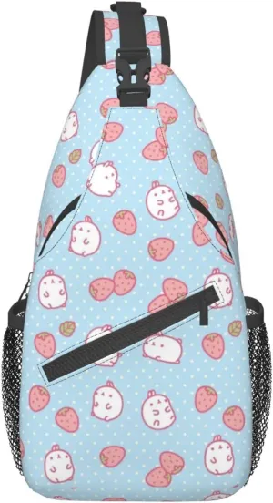 Cartoon Character Strawberry Cross Chest Bag Diagonally Travel Backpack, Light Travel, Hiking Single Shoulder Bag