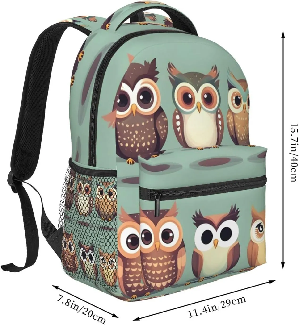Cartoon Owls Cute Print Laptop Backpack Stylish Bookbag College Daypack Travel Business Work Bag For Men Women