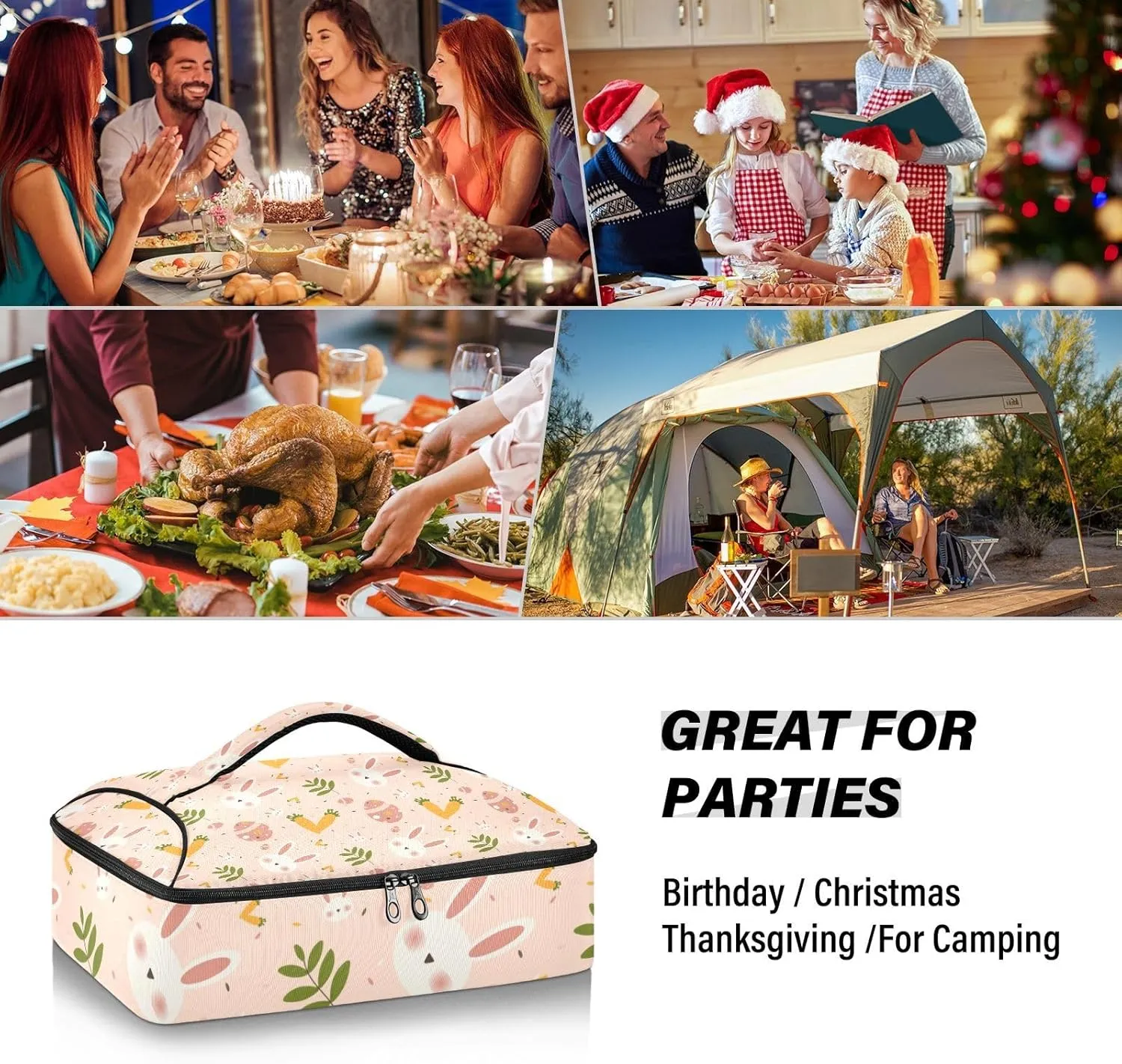 Casserole Carriers for Hot or Cold Food Reusable Casserole Dish Carrier Insulated Thermal Large Capacity Durable Perfect for Party Camping Family Gatherings Yellow Fish