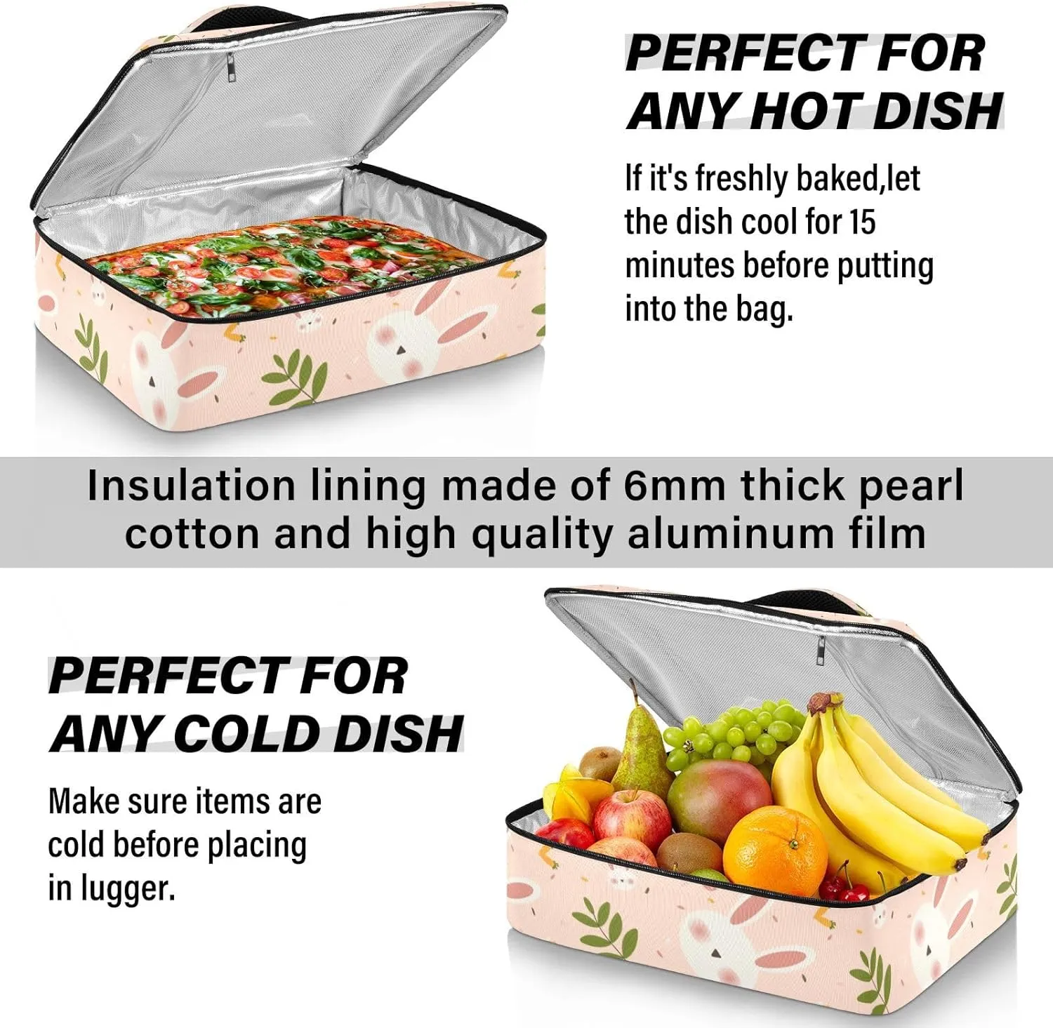 Casserole Carriers for Hot or Cold Food Reusable Casserole Dish Carrier Insulated Thermal Large Capacity Durable Perfect for Party Camping Family Gatherings Yellow Fish