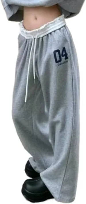 Casual 2 Piece Sets Women Outfit Pant Sets Oversized Korean Sweatsuits Vintage Letter Print Off Shoulder Tracksuit