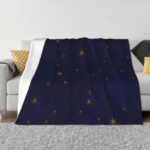 Celestial Starry Night 60"X50" Flannel Blanket - 100% Soft Polyester, Lightweight and Warm, Suitable for Families, Camping, Travel