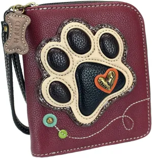 CHALA Ivory Paw Print Zip-Around Wallet, LaserCut Plum Tote- Dog Mom Gift Set
