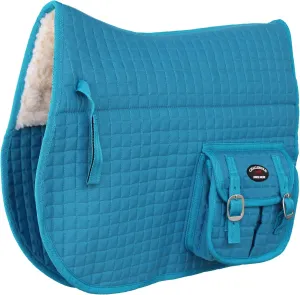 CHALLENGER Horse English Quilted Fleece Padded Dressage Saddle Pad with Pockets 72121-124