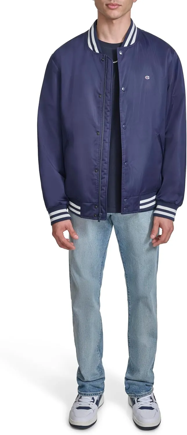 Champion Men's Logo Striped-Trim Varsity Jacket