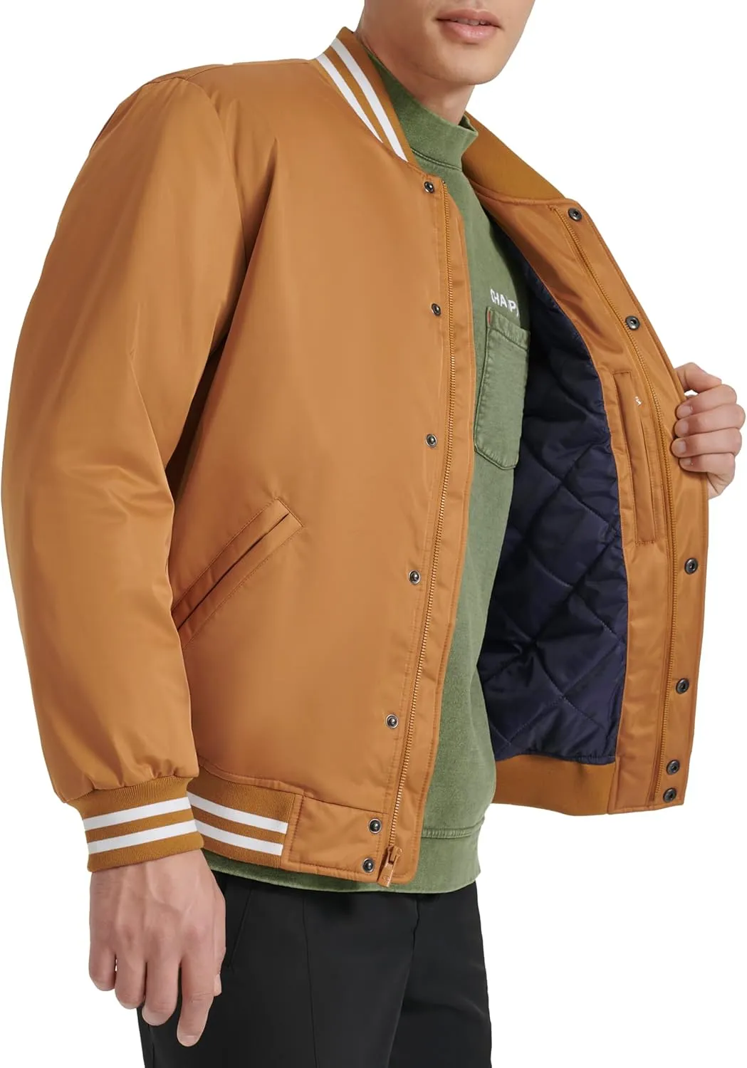 Champion Men's Logo Striped-Trim Varsity Jacket