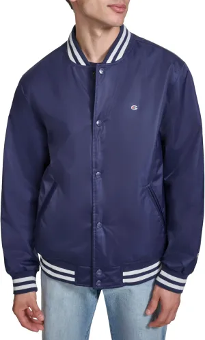 Champion Men's Logo Striped-Trim Varsity Jacket