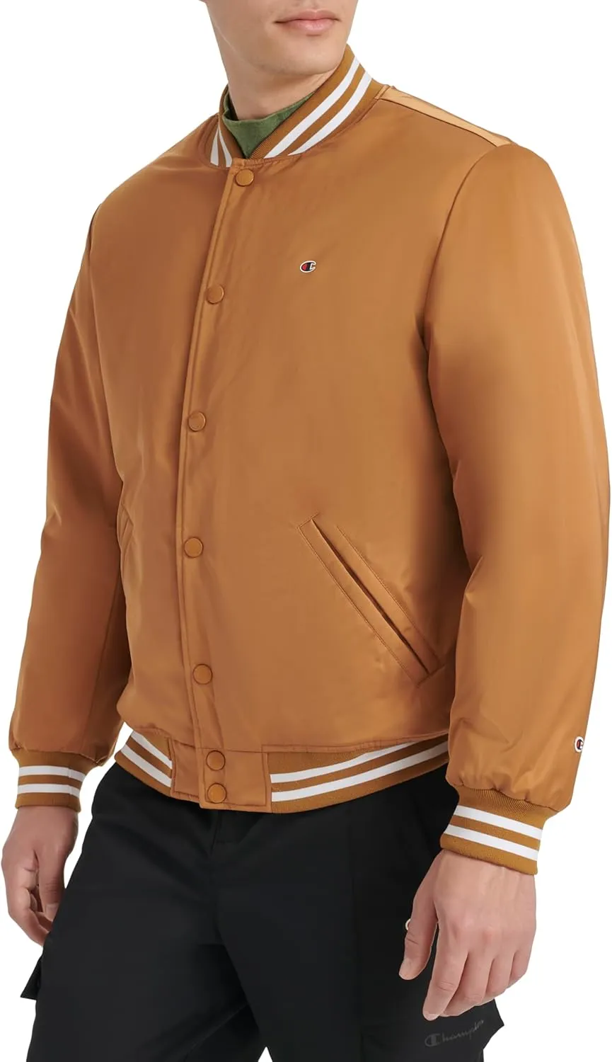 Champion Men's Logo Striped-Trim Varsity Jacket