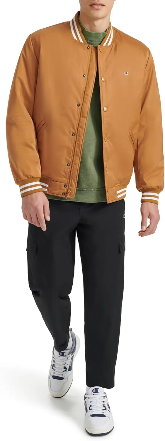 Champion Men's Logo Striped-Trim Varsity Jacket