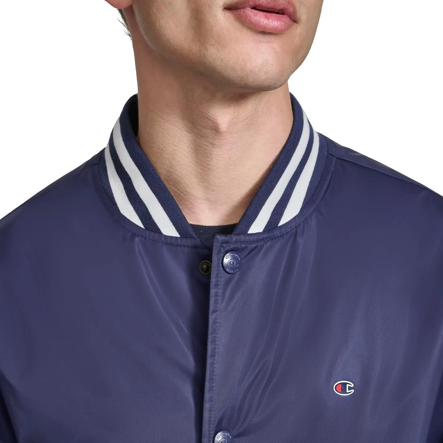 Champion Men's Logo Striped-Trim Varsity Jacket