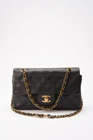 Chanel Classic Double Flap Bag Small Black Lambskin Leather