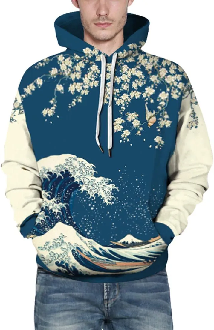 Chaos World Men's Novelty Hoodie Long Sleeves 3D Funny Graphic Print Sweatshirt Pullover